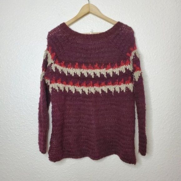 Free People Baltic Fair Isle Sweater in Berry Combo - Picture 4 of 11